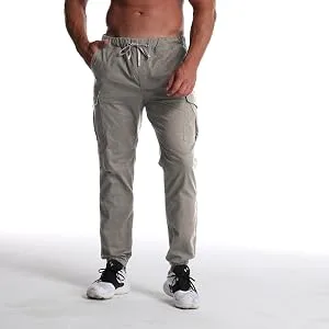 Kroivil Men's Casual Pants Drawstring Sweat Jogging Cargo with Pockets Joggers Long Sports Active for Men Gym Training Pants X-Large Black - Effect picture