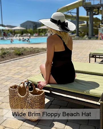 Lanzom Women Wide Brim Straw Panama Roll up Hat Fedora Beach Sun Hat UPF50+ Brown/Black One Size - floppy beach hat