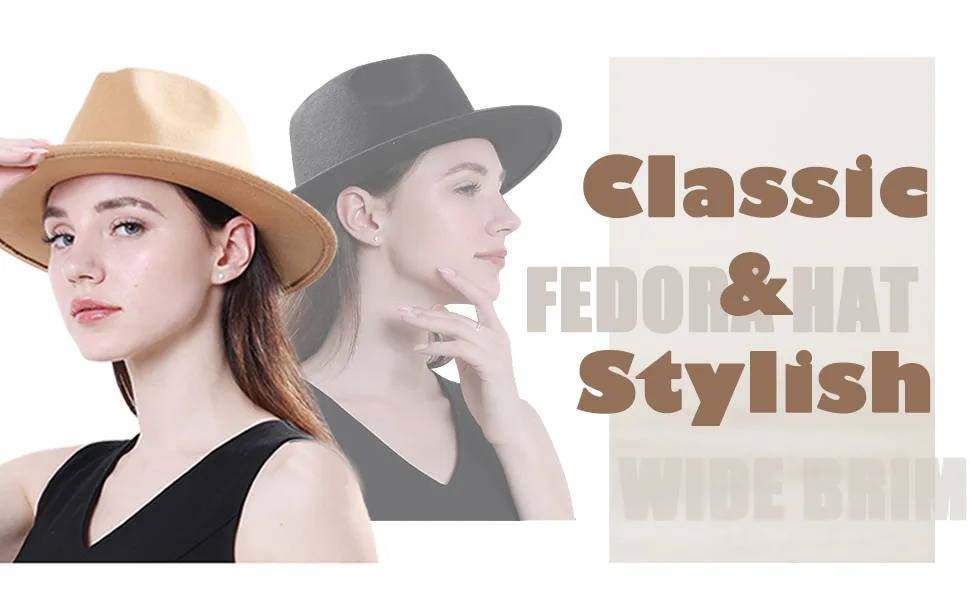 Lisianthus Women Belt Buckle Fedora Hat Black - wide brim fedora hat