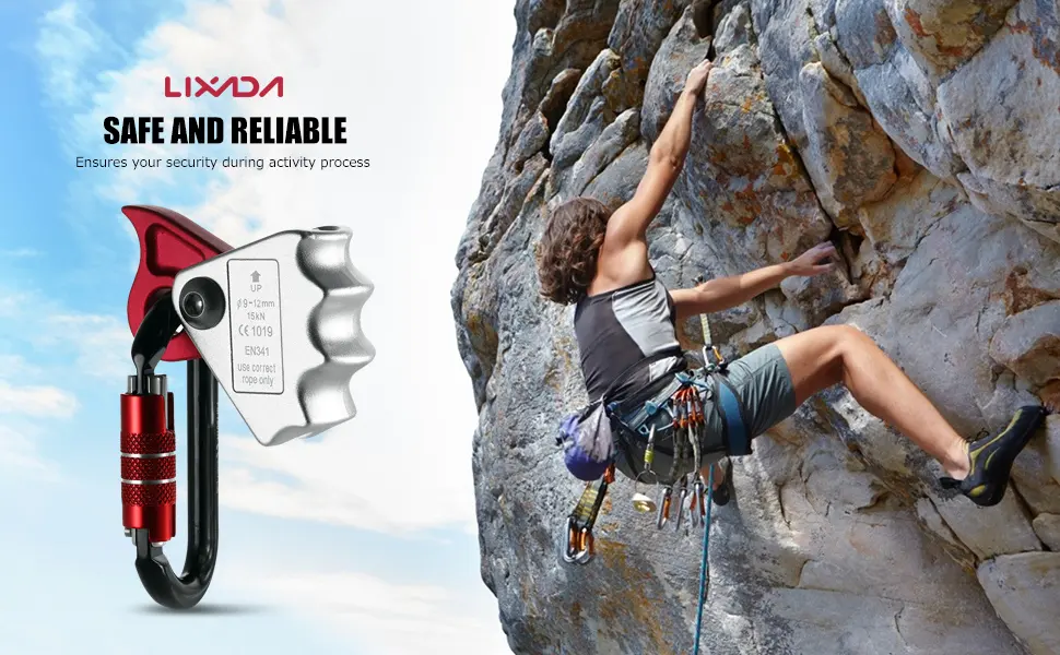 Lixada Rope Grab with 24KN Quick Lock Rock Climbing Fall Protection Safety Clip Outward Bound Training Protection Rescue Lanyard Grab - product information 1