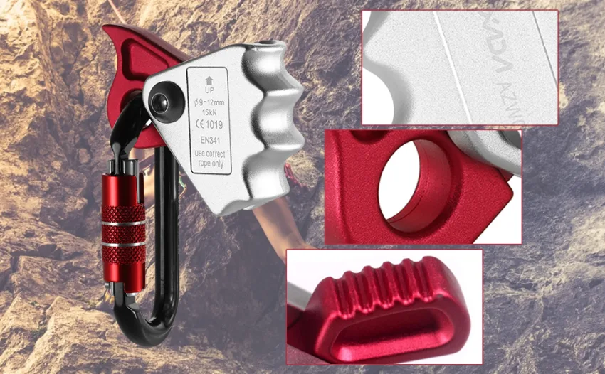Lixada Rope Grab with 24KN Quick Lock Rock Climbing Fall Protection Safety Clip Outward Bound Training Protection Rescue Lanyard Grab - product information 2