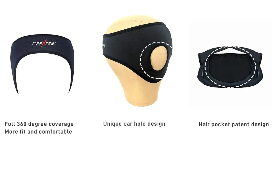 MaxxMMA Full Coverage Headgear with Helmet Liner Boxing MMA Training Kickboxing Sparring Karate Taekwondo Black Large - product information 7