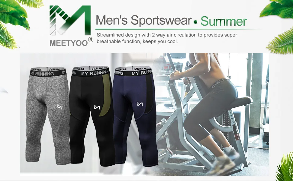MEETYOO Men's 3/4 Compression Pants Large 3 Pack-c - product information 14