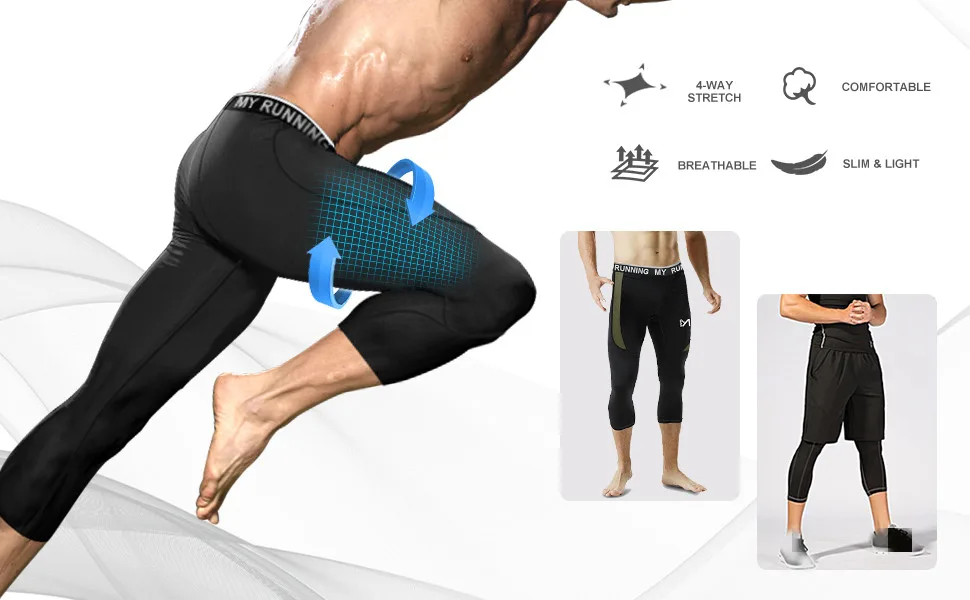 MEETYOO Men's 3/4 Compression Pants Large 3 Pack-c - product information 18