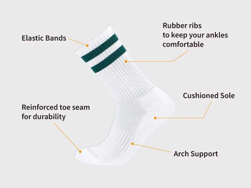 MONFOOT Women's and Men's 4-8 Pack Athletic Cushioned Crew Socks Solid White (8 Pairs) Medium - arch support
