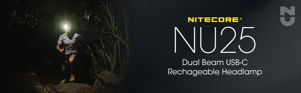 Nitecore NU25 400 USB-C Rechargeable Headlamp, Lightweight, Dual Beam, with Red Lighting for Hiking, Climbing, and Camping, with Lumentac Organizer - Nitecore NU25 Lightweight Dual Beam Headlamp