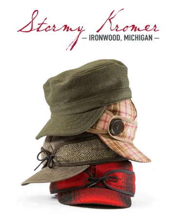 Stormy Kromer Original Kromer Cap - Winter Wool Hat with Earflap 7 3/4 Blaze Orange - brand story logo