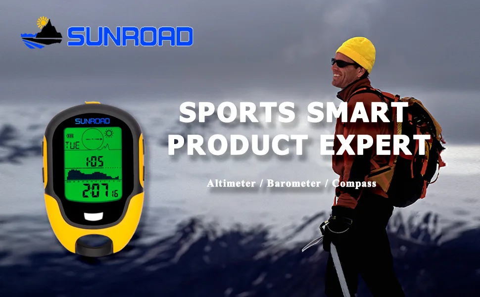 Barometer Altimeter Compass LCD Digital Thermometer Watches-Hygrometer Weather Forecast Hand-Hold Hiking Flashlight Altimeter - SUNROAD Multifunction Digital Mini Altimeter/Barometer/Compass/Thermometer/Hygrometer/Pedometer
