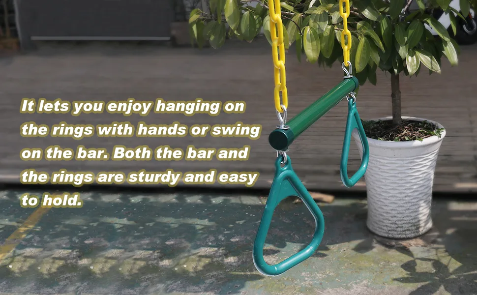 18" Trapeze Swing Bar Rings 48" Heavy Duty Plastic Coated Chains Swing Set Accessories Playground Swing Seat Blue - poster