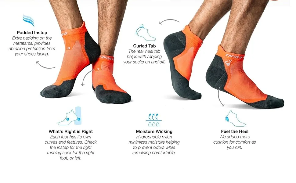Thirty48 Ultralight Athletic Running Socks for Men and Women with Seamless Toe, Moisture Wicking, Cushion Padding Medium 3 Pairs Black/Gray - Super Lightweight Running Socks