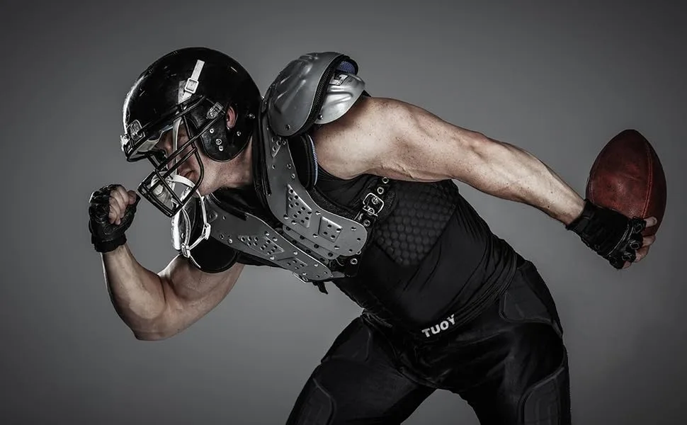 TUOY Men's Padded Compression Shirt Protective Shirt Rib Chest Protector for Football Baseball Medium Black Sleeveless Shirt - padded sleeveless shirt