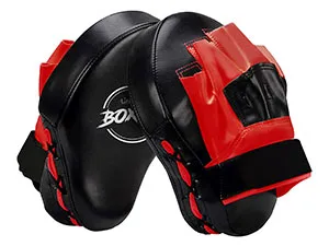 Valleycomfy Boxing Curved Focus Punching Mitts- Leatherette Training Hand Pads Black White - Boxing Pads