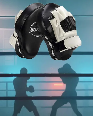 Valleycomfy Boxing Curved Focus Punching Mitts- Leatherette Training Hand Pads Black White - Boxing Pads