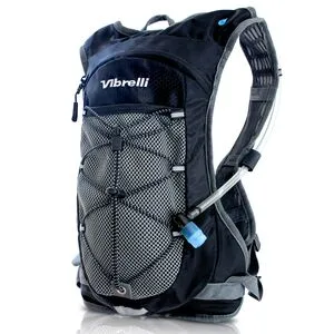 Vibrelli Hydration Pack & 2L Hydration Water Bladder - High Flow Bite Valve - Hydration Backpack with Storage - Lightweight Running Backpack, Also for Cycling, Hiking, Ski, Snow for Men, Women & Kids Black - Hiking Hydration pack