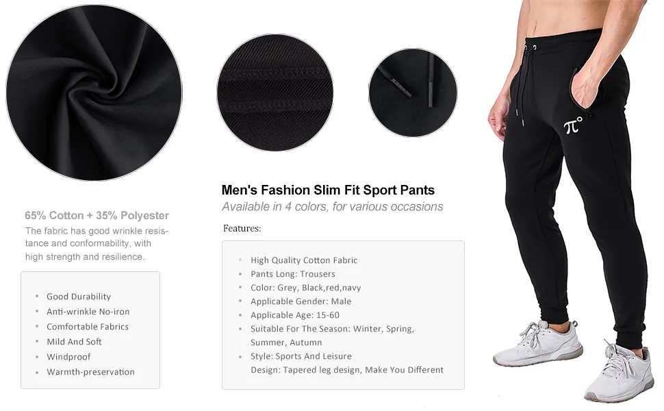 Wangdo Men's Joggers Sweatpants Gym Training Workout Pants Slim Fit with Zipper Pockets Black Medium - product information 4