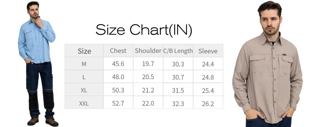 WORK IDEA Men's Sun Protection Hiking Shirts UPF 50+ UV Quick Dry Cooling Long Sleeve Work Shirts for Fishing Dark Beige Medium - KS0076 SIZE PC
