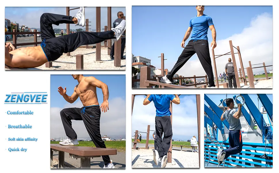 ZENGVEE Men's Sweatpants with Zipper Pockets Open Bottom Athletic Pants for Jogging, Workout, Gym, Running, Training Large 00316gray With Zipper - product information 6