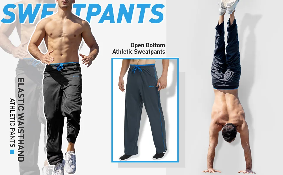 ZENGVEE Men's Sweatpants with Zipper Pockets Open Bottom Athletic Pants for Jogging, Workout, Gym, Running, Training Large 00316gray With Zipper - Jogging