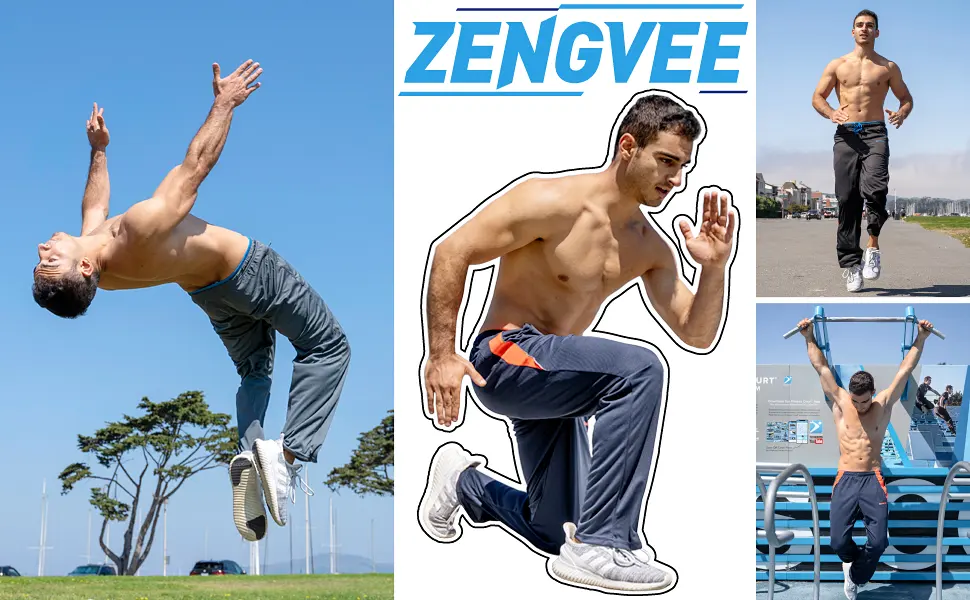 ZENGVEE Men's Sweatpants with Zipper Pockets Open Bottom Athletic Pants for Jogging, Workout, Gym, Running, Training Large 00316gray With Zipper - sweatpants