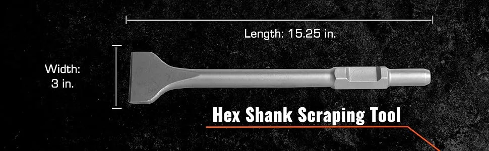 TR Industrial Hex Shank Scraping Chisel, 3 Inch x 12 Inch - product information 2