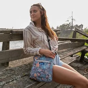 KAVU Keepalong Semi Padded Sling Canvas Rope Crossbody Bag One Size Desert Mosaic - Keepalong