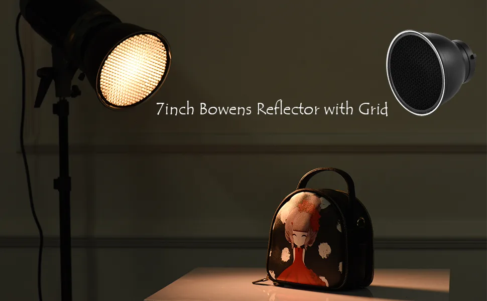 Andoer 7" Standard Reflector Diffuser Lamp Shade Dish with 60 Honeycomb Grid for Bowens Mount Studio Strobe Flash Light Speedlite (Without Soft Cloth) - Andoer Bowens Mount Reflector