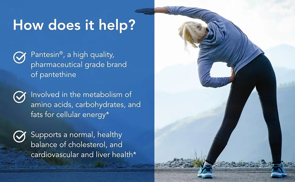 Allergy Research Group - Pantethine - Vitamin B5 Metabolite, Cellular Energy - 60 Vegetarian Capsules - How Does it Help