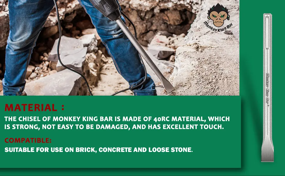 Monkey King Bar -SDS Max Bits 12INCH -SDS Max Chisel Bit- 3pcs Rotary Hammer Drill Chisel Bits Set for Drilling -Point Chisel, Scaling Chisel, Flat Chisels 11 INCH - product information 15