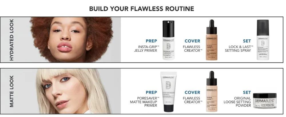 Dermablend Flawless Creator Multi-Use Liquid Foundation Makeup, Full Coverage Lightweight Buildable Foundation, Natural Finish, 1 Fl oz. 10N: Fair skin with Neutral undertones - FLAWLESS CREATOR ROUTINE