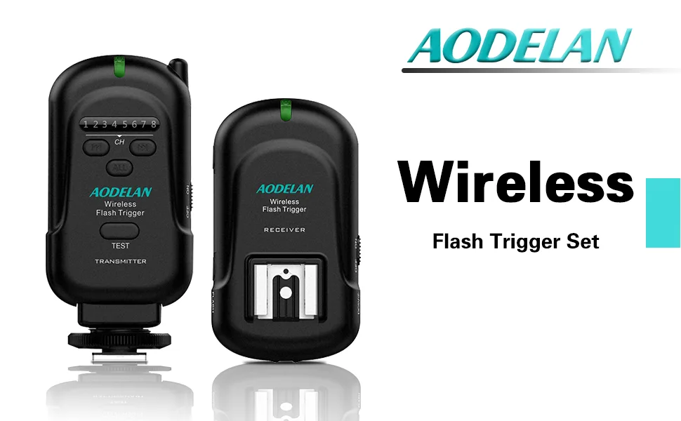 AODELAN Wireless Flash Trigger Transmitter and Receiver 2.4 GHz Frequency for Canon, Nikon, Olympus, Panasonic, Pentax, Fuji, Samsung,Sony(Except Sony Flashes) Wireless Flash Trigger Set - product information 1