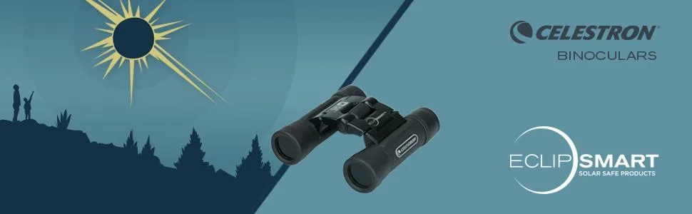 Celestron  EclipSmart Safe Solar Eclipse Binoculars  ISO 12312-2 Compliant  Compact Solar Binoculars  10x Magnification  View the Sun, Solar Eclipses, Transits & Sunspots  Multi-coated Optics 10x25 EclipSmart - product information 1