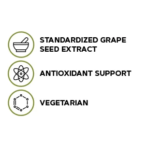 GNC Herbal Plus Grape Seed Extract 500mg - Extra Strength, 60 Capsules, Provides Antioxidant Support - Includes standardized grape seed extract and antioxidant support; a vegetarian formula