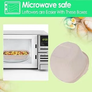Kaderron 35 oz 50 Pack Compostable Large Paper Bowls with Lids, 100% Biodegradable Disposable Bowls Bulk Leakproof and Microwave Safe for Hot/Cold Use - product information 3