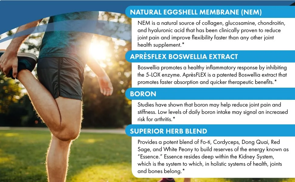 Pure Essence Labs JointEssence Supplement - Natural Joint Support for Men and Women - Non Gmo - 60 Vegetarian Capsules - contains natural eggshell membrane NEM for collagen, glucosamine, boswellia, boron and herbs