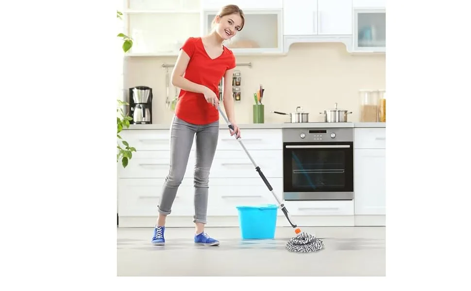 Superio Twist Mop Self Wringing Mop with Scrubber Microfiber Mop for Hardwood, Tile, Laminate Floors Commercial/Industrial Use.-Grey Full Mop - product information 2