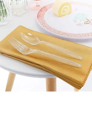 Plastic Silverware 400pcs Disposable Clear Plastic Silverware Crystal Plastic Cutery Plastic forks and Spoons 200 forks and 200 spoons Supernal - 400pcs Disposable Clear Plastic Silverware