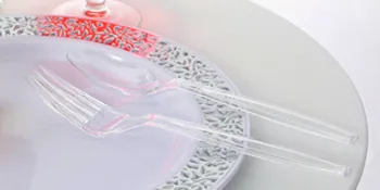 Plastic Silverware 400pcs Disposable Clear Plastic Silverware Crystal Plastic Cutery Plastic forks and Spoons 200 forks and 200 spoons Supernal - 400pcs Disposable Clear Plastic Silverware