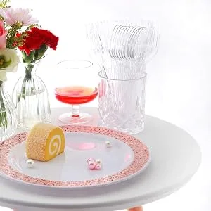 Plastic Silverware 400pcs Disposable Clear Plastic Silverware Crystal Plastic Cutery Plastic forks and Spoons 200 forks and 200 spoons Supernal - Plastic Silverware 400pcs Disposable Clear Plastic Silverware Crystal Plastic Cutery