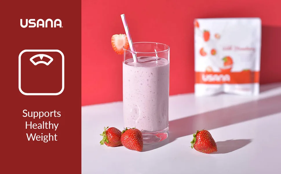USANA Nutrimeal Meal Replacement Shake - Wild Strawberry - NON-GMO - Gluten Free - Low Glycemic - 540 Grams - 9 Servings - Nutrimeal strawberry