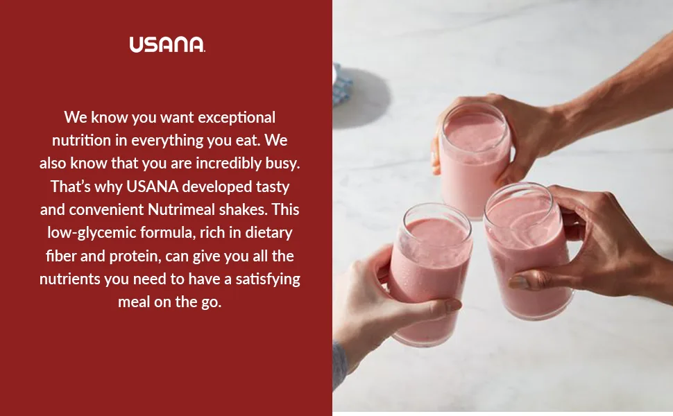 USANA Nutrimeal Meal Replacement Shake - Wild Strawberry - NON-GMO - Gluten Free - Low Glycemic - 540 Grams - 9 Servings - Nutrimeal strawberry
