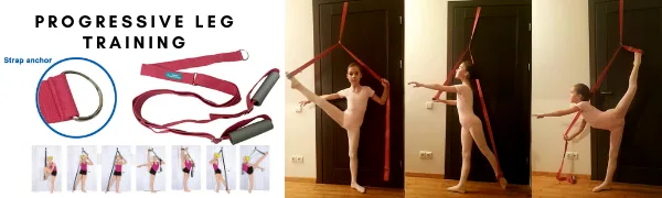 Leg Stretching Strap and Ballet Balance Board, 2 Pc. Set, Stretching, Disc Core Trainer and Flexibility Equipment for Dance, Gymnastics, Cheer or Figure Skating, Portable - Ballet barres bar portable home kids adults stretch exercise dancing balance adjustable freestanding