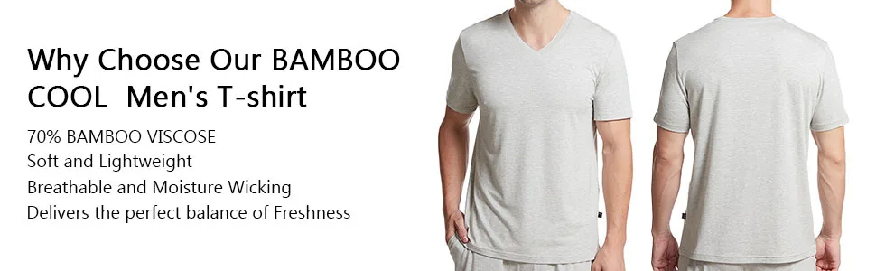 BAMBOO COOL Men's T-Shirts Solid Short Sleeve V-Neck T-Shirt Multipack Bamboo Viscose T-Shirt for Men Black(2-pack) X-Large - product information 24