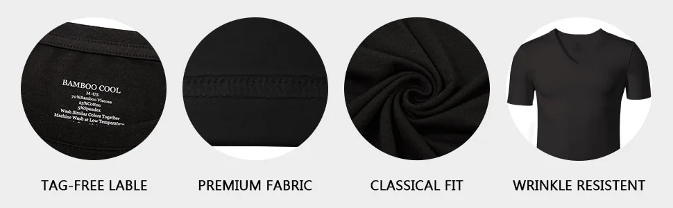 BAMBOO COOL Men's T-Shirts Solid Short Sleeve V-Neck T-Shirt Multipack Bamboo Viscose T-Shirt for Men Black(2-pack) X-Large - product information 25