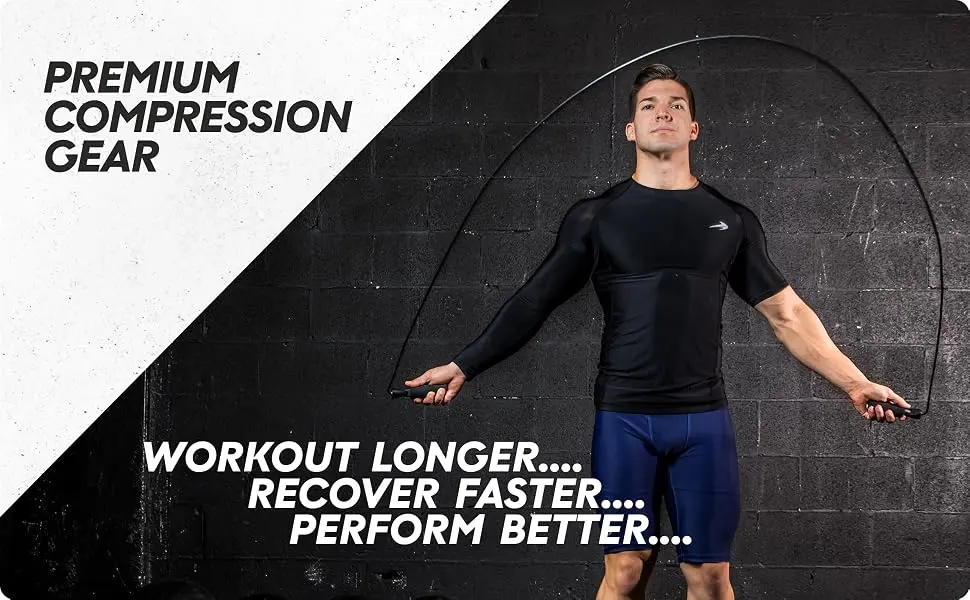 CompressionZ Compression Shorts Men - Sport Spandex Compression Underwear Black 9" Large - premium compression gear performance recovery workout