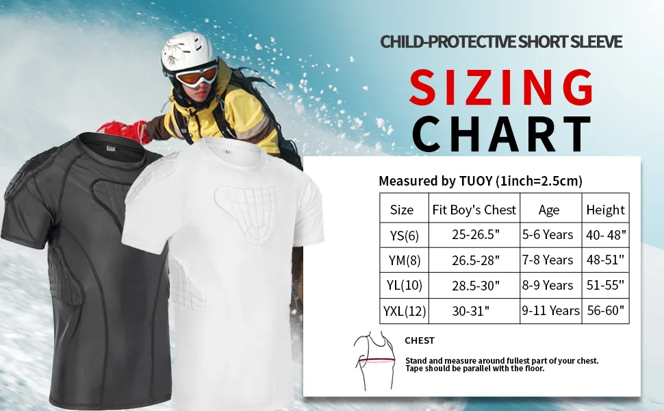 DGXINJUN Youth Kids Boys Padded Compression Shirt Chest Protector Parkour Extreme Exercise Suit for Boys Shirt Medium - chima