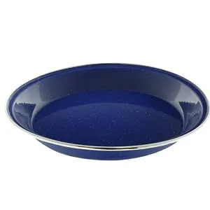 Direct 2 Boater 10" Enamel Camping Plates - 4 Pack Metal Camping Plates with Blue Enamel Finish - For Camping, Hiking & Picnics - camping plate enamelware dinnerware plate for rv