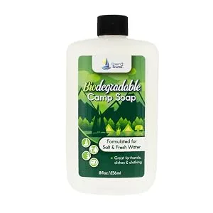 Direct 2 Boater Biodegradable Camp Soap, 8 oz (3 Pack) For Fresh & Salt Water, For Hands, Dishes & Clothing - Unscented Liquid Camp Soap - backpacking soap Camp Body Soap camp dish cleaning camp dish soap camp laundry soap Camp Soap