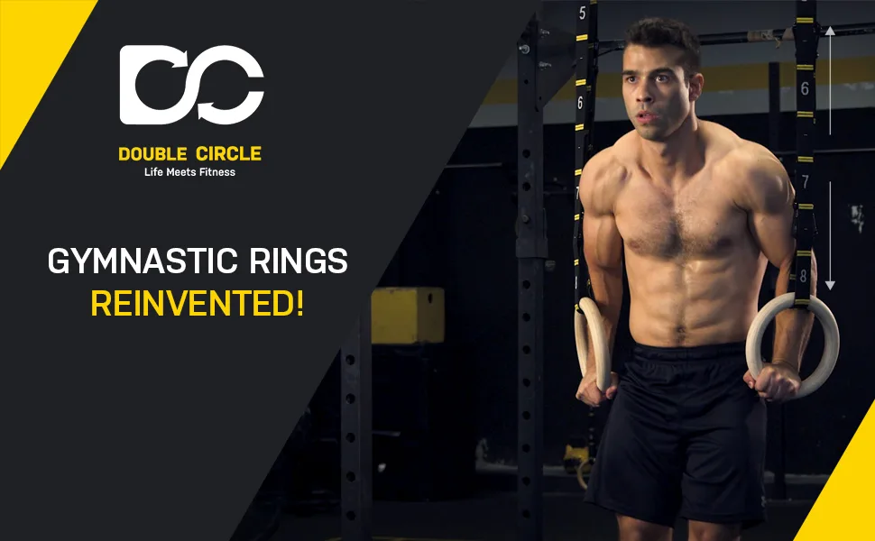 Double Circle Quick Adjust Numbered Straps for Gymnastic Rings - Carabiner System and Exercise Video Guide for Full Body Workout, Calisthenics, and Home Gym - Gymnastic rings