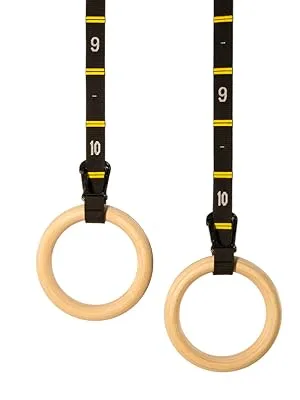 Double Circle Quick Adjust Numbered Straps for Gymnastic Rings - Carabiner System and Exercise Video Guide for Full Body Workout, Calisthenics, and Home Gym - Gymnastic rings