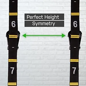 Double Circle Quick Adjust Numbered Straps for Gymnastic Rings - Carabiner System and Exercise Video Guide for Full Body Workout, Calisthenics, and Home Gym - Numbered straps